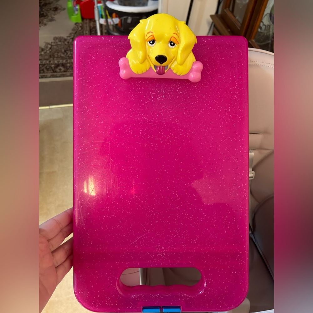 Vintage pink Lisa Frank puppy clipboard